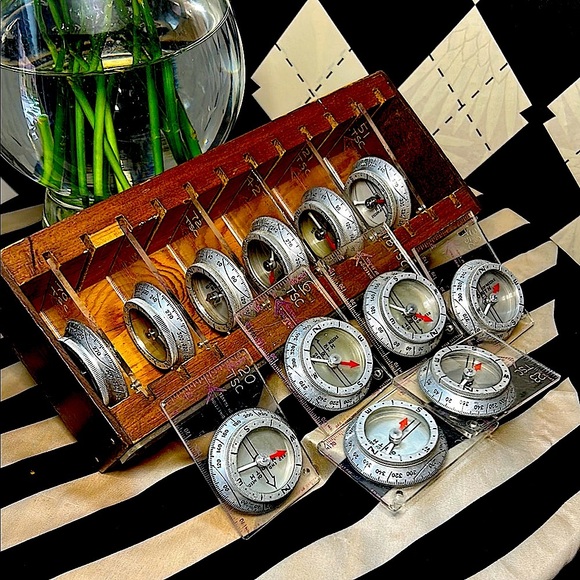 Vintage Compasses Set of 12 Silva in Wooden Box – Classic Scout Gear Collectible - Picture 9 of 16